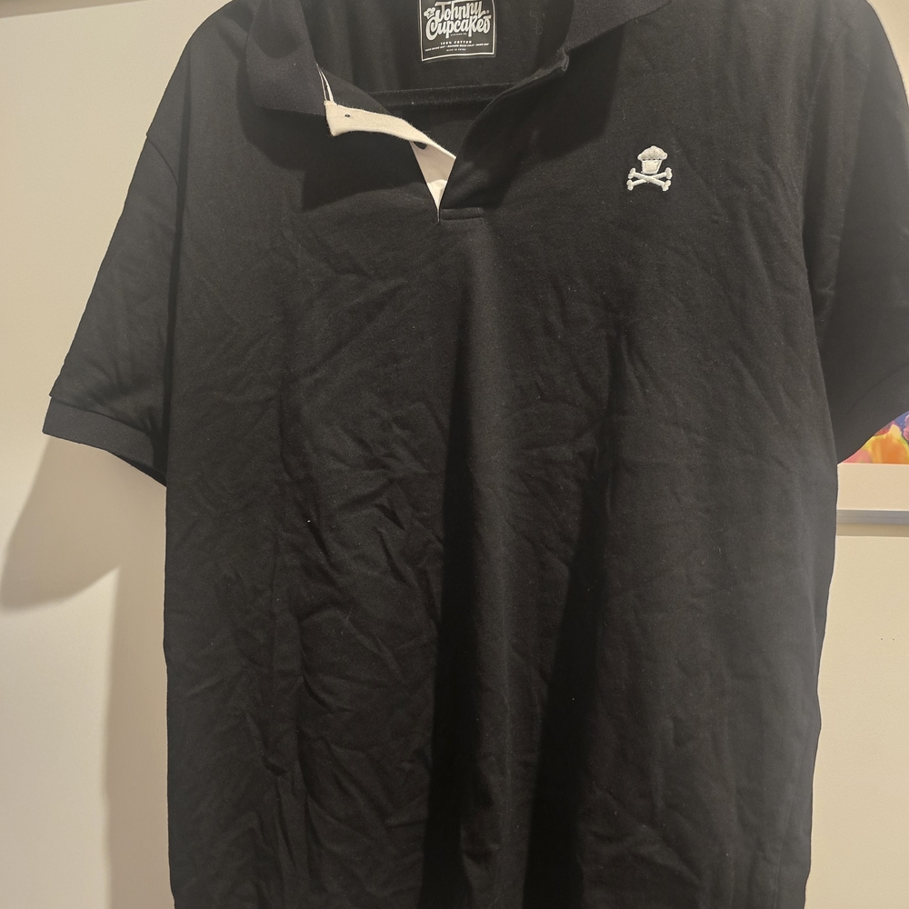 Johnny Cupcakes Black Polo with White Accents